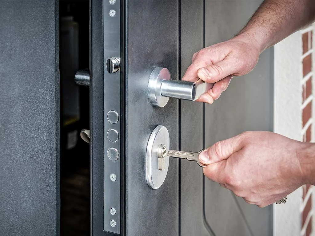 Premium secure entrance door with steel-look styling