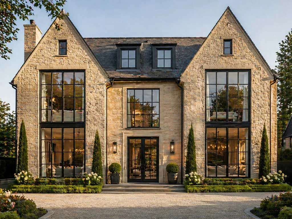 Bespoke Coziluxe aluminium and steel-look glazing detail